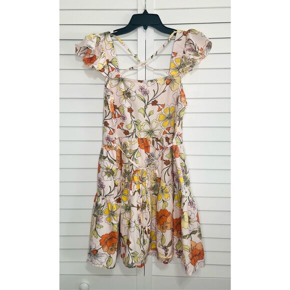 NWT Band Of Gypsies Lottie and Holly Pink Floral Mini Dress Size Medium - Picture 2 of 4